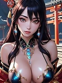 This is a cute Chinese girl in the temple created by an AI model