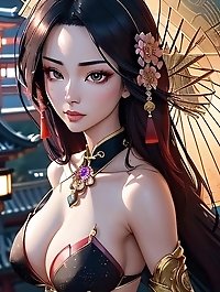 A cute Chinese girl in a temple created by AI model